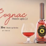 Designed Cognac Mockup with wine Glass