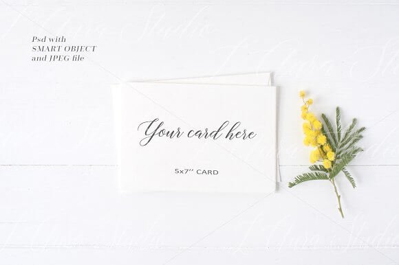 Realistic white Floral Stationery Mockup