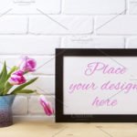 Single Black brown landscape frame mockup