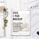 Customizable Realistic Chic Modern iPad Mockup with flower