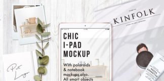 Customizable Realistic Chic Modern iPad Mockup with flower