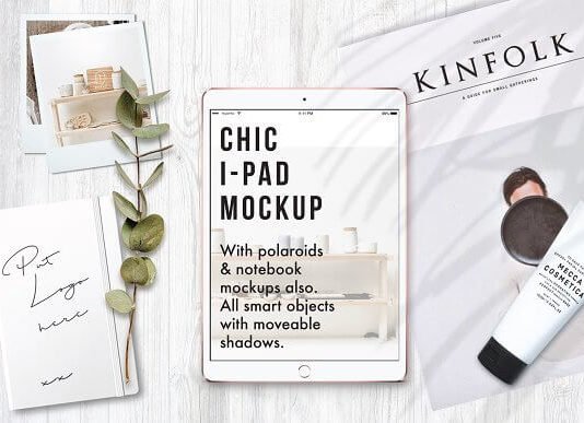 Customizable Realistic Chic Modern iPad Mockup with flower