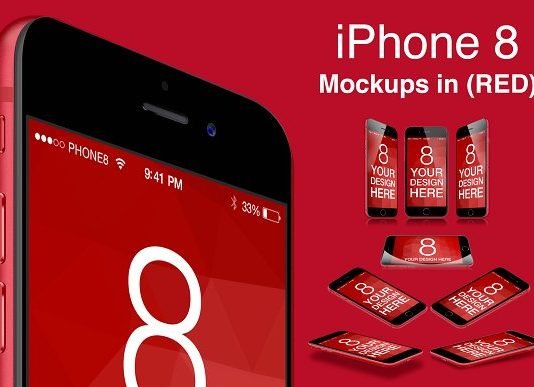 Photorealistic iPhone 8 Red Mockup