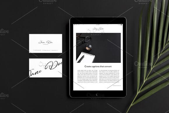 Elegant Top View iPad and Business Card Photo Mockup