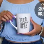 Woman Hand holding CHERRY NOIR Periwinkle Mug Mockup