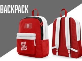 Red realistic Backpack Mockup
