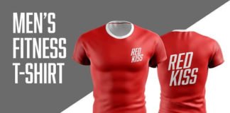 Red Realistic Men's Fitness T-Shirt Mockup