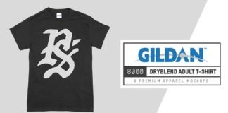 Black Gildan 8000 DryBlend Adult T-Shirt Mockup