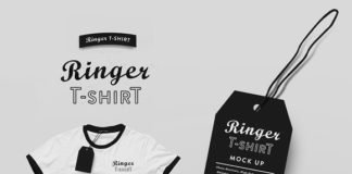 Photorealistic White Ringer T-shirt MockUp