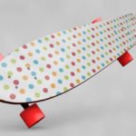 Red Wheel Dotted Skateboard mockup