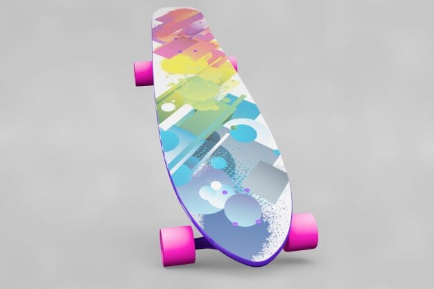 Clean design pink wheel Skateboard mockup