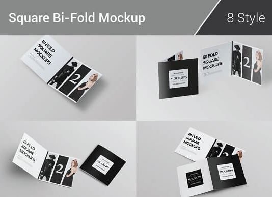 Folded Black and white Bi-Fold Brochure Mockup
