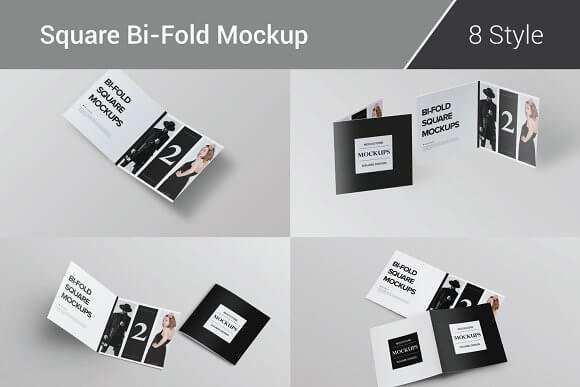 Folded Black and white Bi-Fold Brochure Mockup