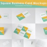 White Square Business Card Mockups