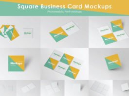 White Square Business Card Mockups
