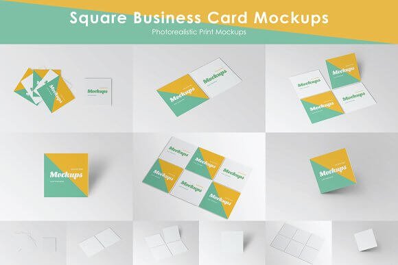 White Square Business Card Mockups