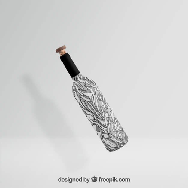 Free Designed Wine bottle mockup