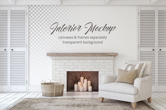 Elegant Interior mockup with Fireplace