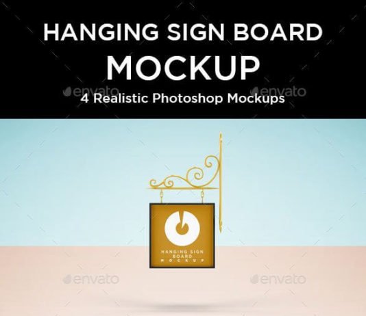 Elegant Hanging Wall Sign Board Mockup