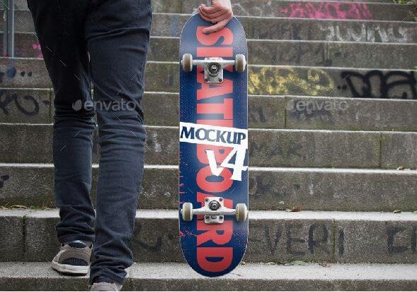 Download Downloadable Front view Skateboard Mockup - mockupden