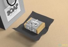 Free Craft Soap Bar Mockup with wrapping pack