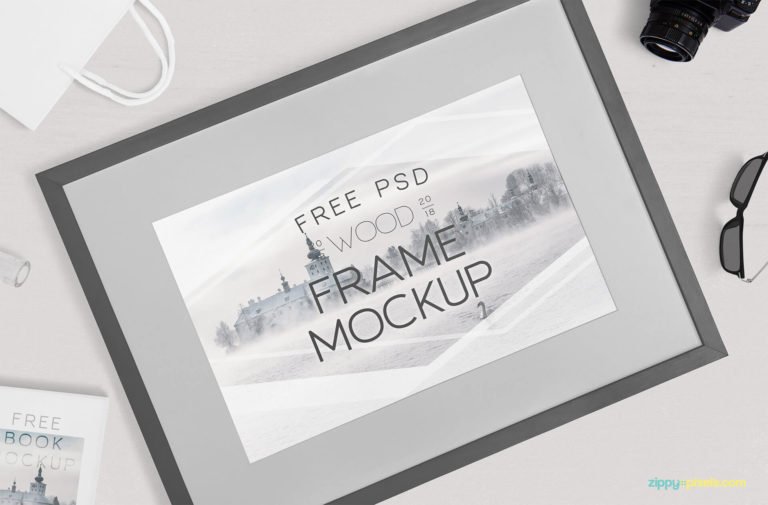 Free Photography wooden Frame Mockup