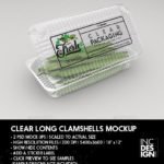 Photorealistic Clear Long Clamshell Packaging Mockup