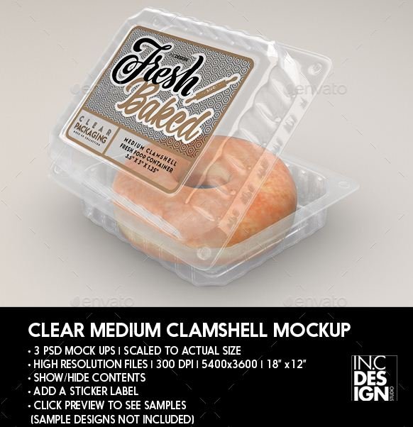 Download Clear Medium Clamshell Plastic Packaging Mockup