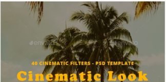 Cinematic Look Filters Template Mockup