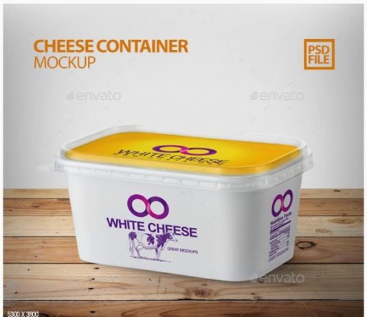 Single front view Cheese Container Mockup