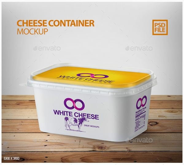Single front view Cheese Container Mockup