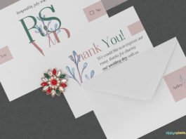 Free Elegant Wedding Stationery Mockup with flower