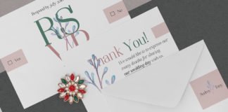 Free Elegant Wedding Stationery Mockup with flower