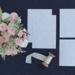 Wedding Program Card Mockup with flower