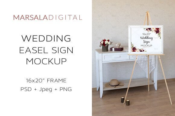 Wedding Board Mockup with flower