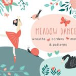 High resolution Designer Meadow Dance Florals Mockup