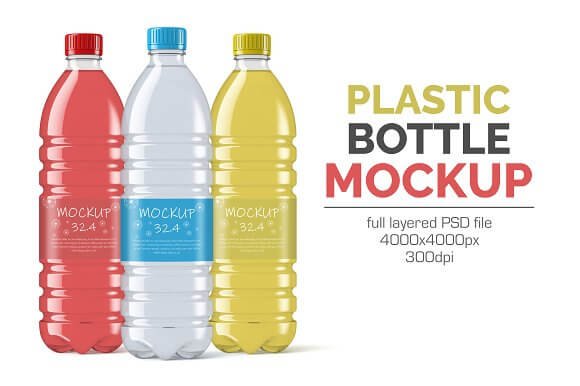 Photorealistic Plastic Water Bottle Mockup