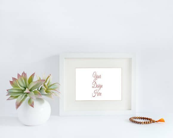 Elegant Succulent and White Frame Mockup