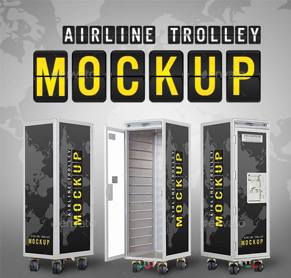 Download Get Photorealistic Airline Trolley PSD Mockup - mockupden