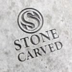 front view Carved Stone Logo Mockup PSD