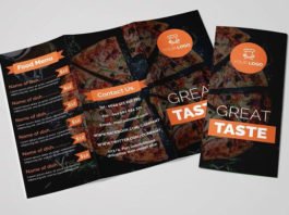 Realistic Food Menu Tri Fold Mockup