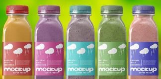 Realistic Smoothie Juice Bottle Mockup