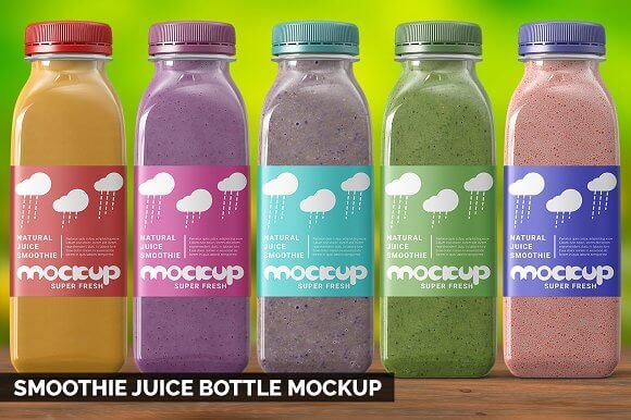 Realistic Smoothie Juice Bottle Mockup