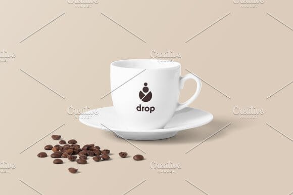 White Coffee Cup mockup with Plate – Mockup Den