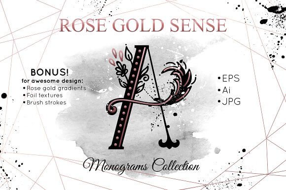 Golden Rose Alphabet Collection mockup | Mockup Den