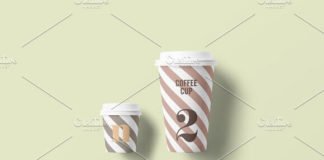 Two Front facing Paper cup mockup