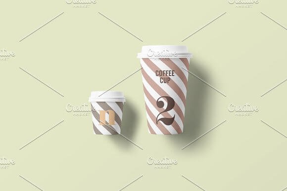 Two Front facing Paper cup mockup | Mockup Den