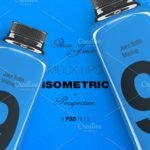 Isometric Juice Bottle Mockup
