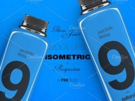 Isometric Juice Bottle Mockup
