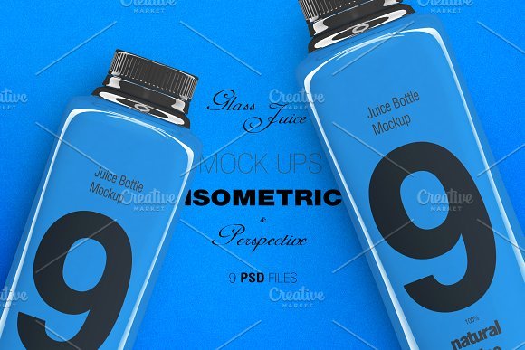 Isometric Juice Bottle Mockup